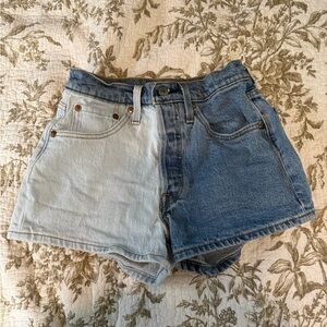 Levi’s 501 color block denim shorts
